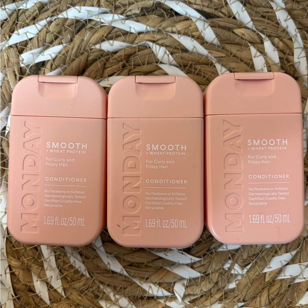 MONDAY SMOOTH+ WHEAT PROTEIN CONDITIONER. TRAVEL SIZE. Bundle of 3.